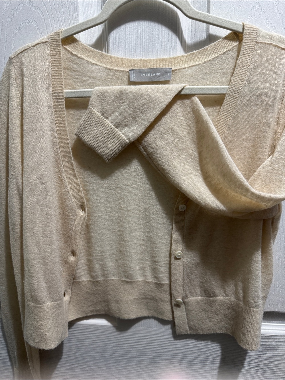 Everlane Cream V-Neck Button-Front Cardigan